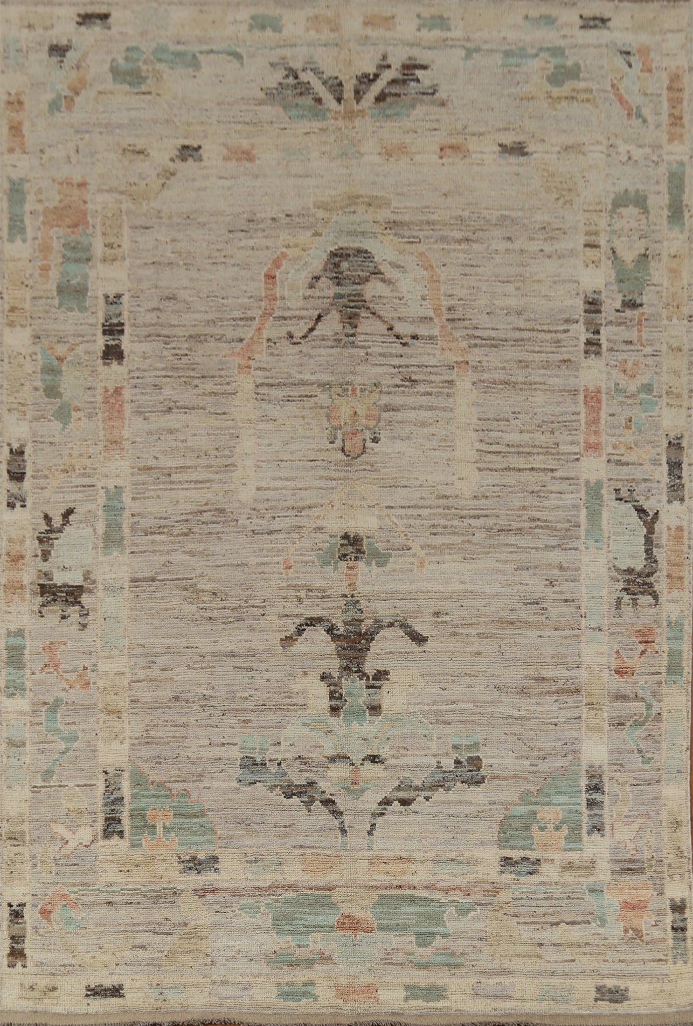 Earth Tone Wool Oushak Vegetable Dye Area Rug 7x10