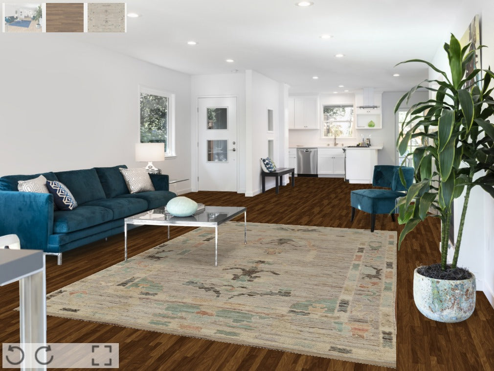 Earth Tone Wool Oushak Vegetable Dye Area Rug 7x10