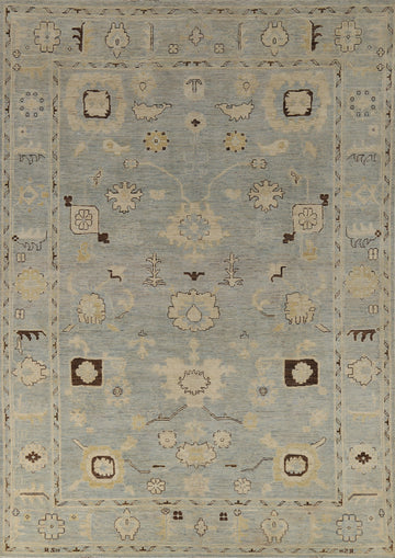 Handmade Blue Oushak Vegetable Dye Area Rug 8x11