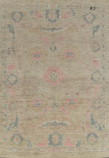 Earth Tone Wool Oushak Vegetable Dye Area Rug 7x10