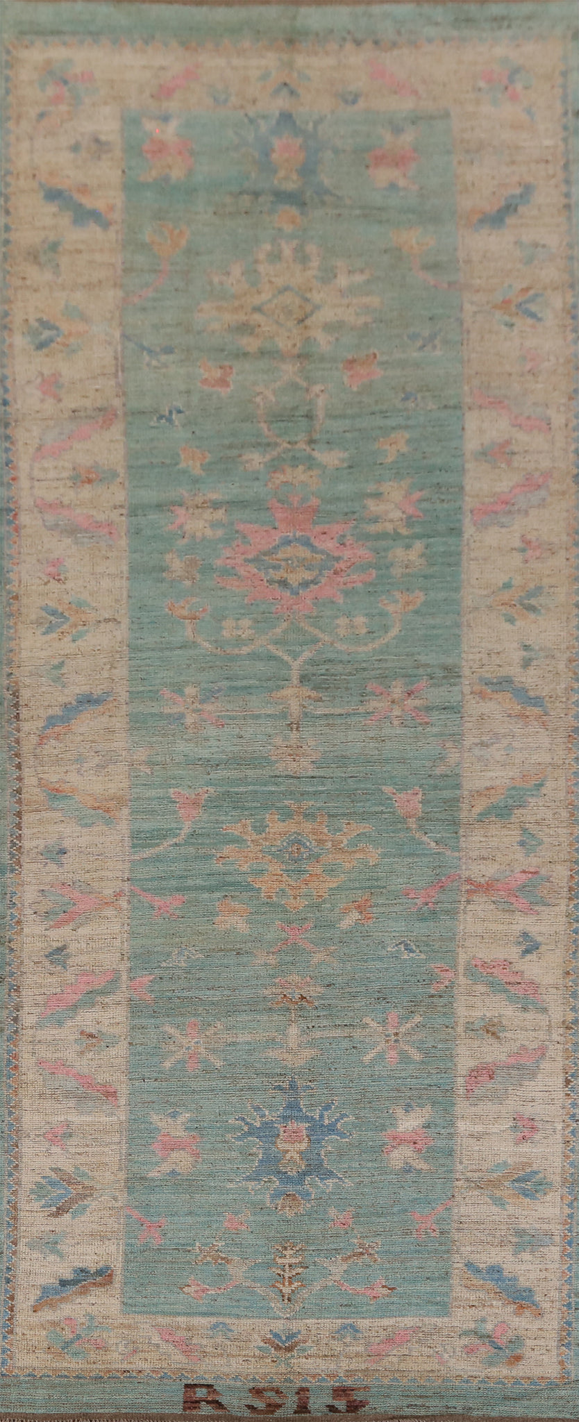 Turquoise Blue Oushak Turkish Large Rug 6x16