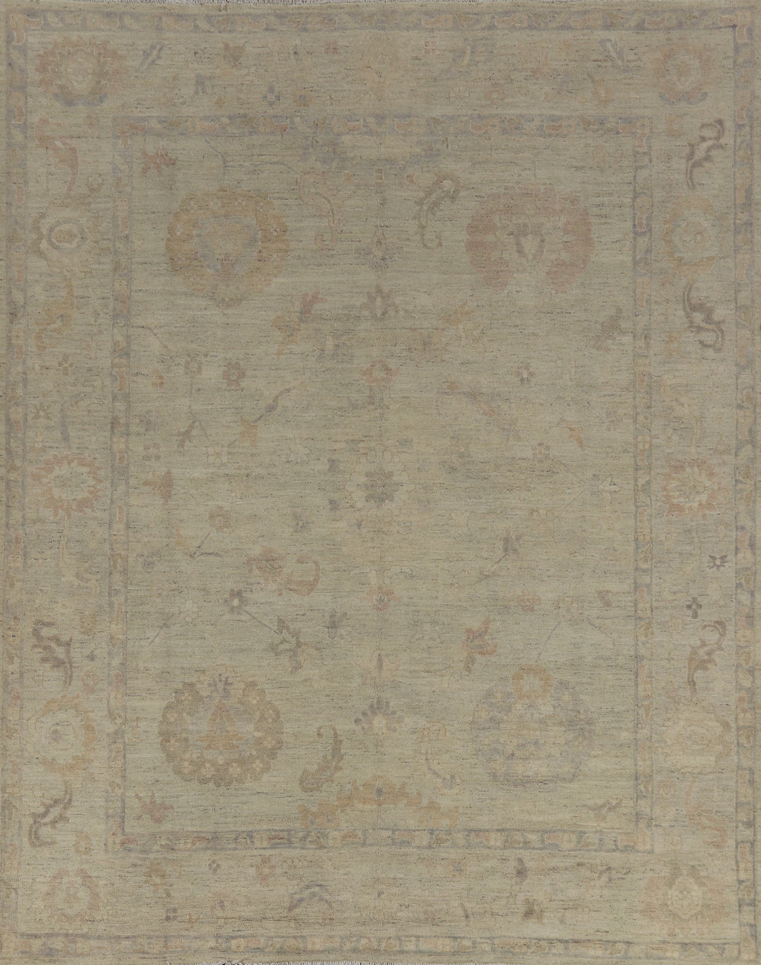 Earth Tone Wool Oushak Vegetable Dye Area Rug 8x10