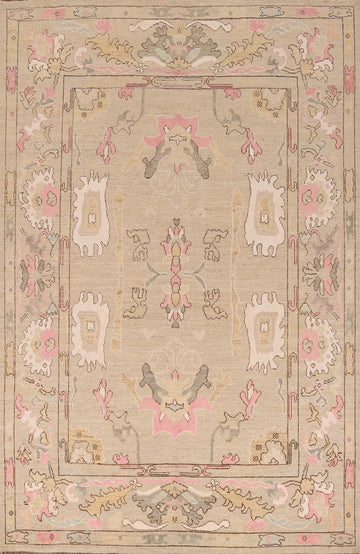 Earth Tone Wool Oushak Turkish Area Rug 7x10