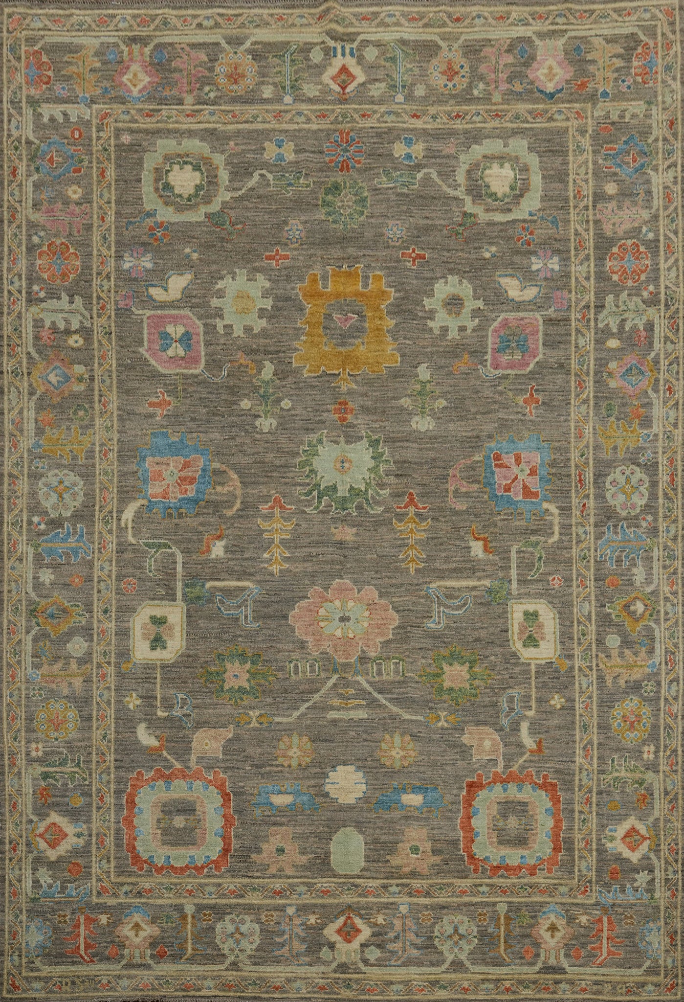 All-Over Floral Oushak Vegetable Dye Area Rug 8x11