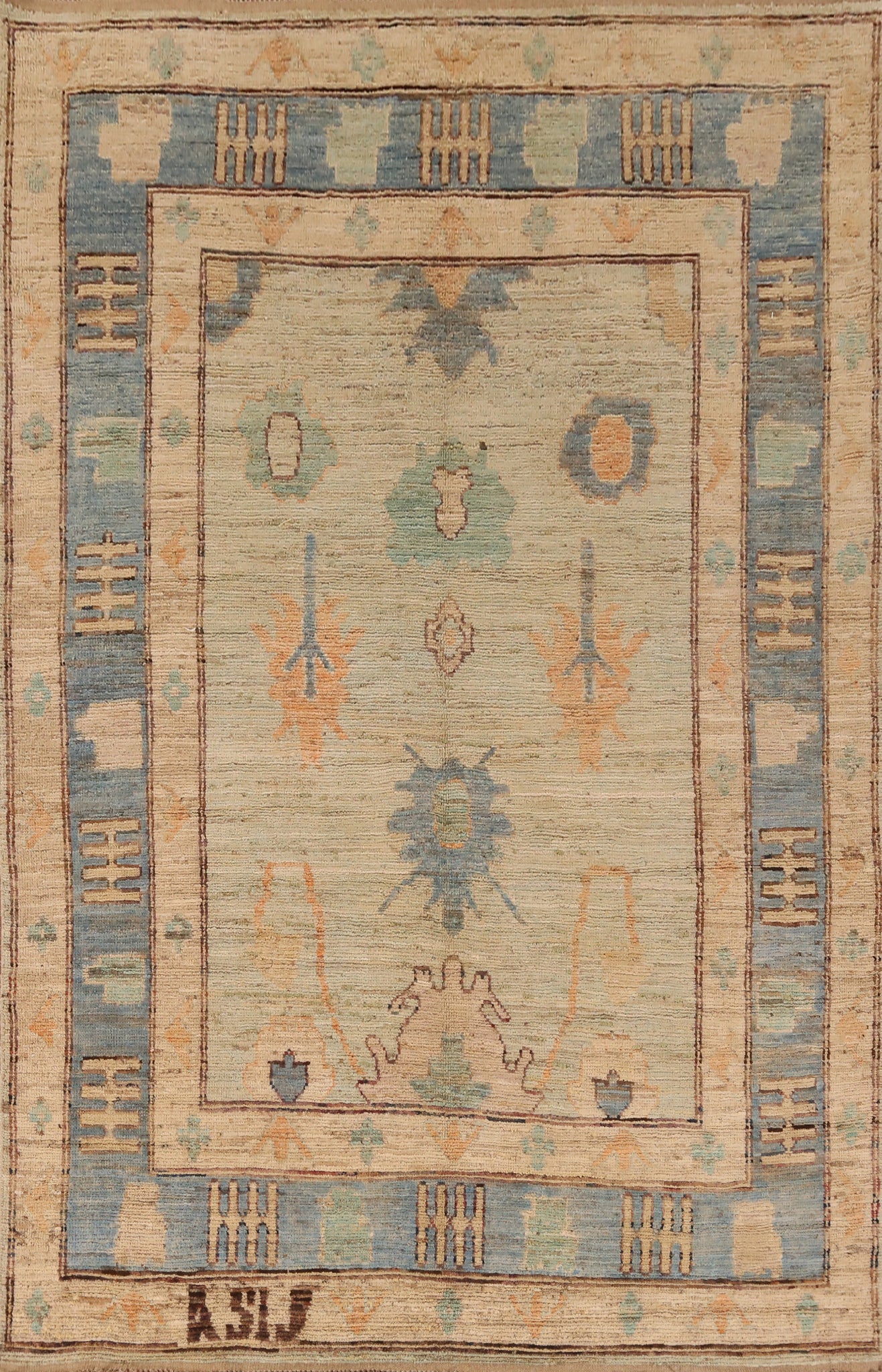 Vegetable Dye Oushak Turkish Area Rug 6x10
