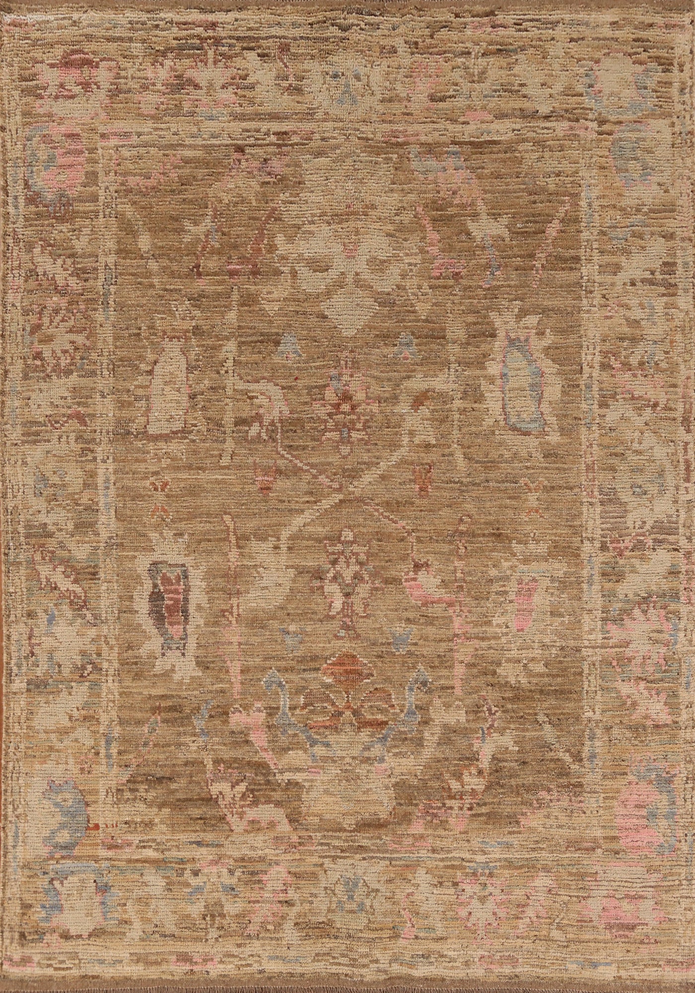 Vegetable Dye Brown Oushak Turkish Area Rug 6x8