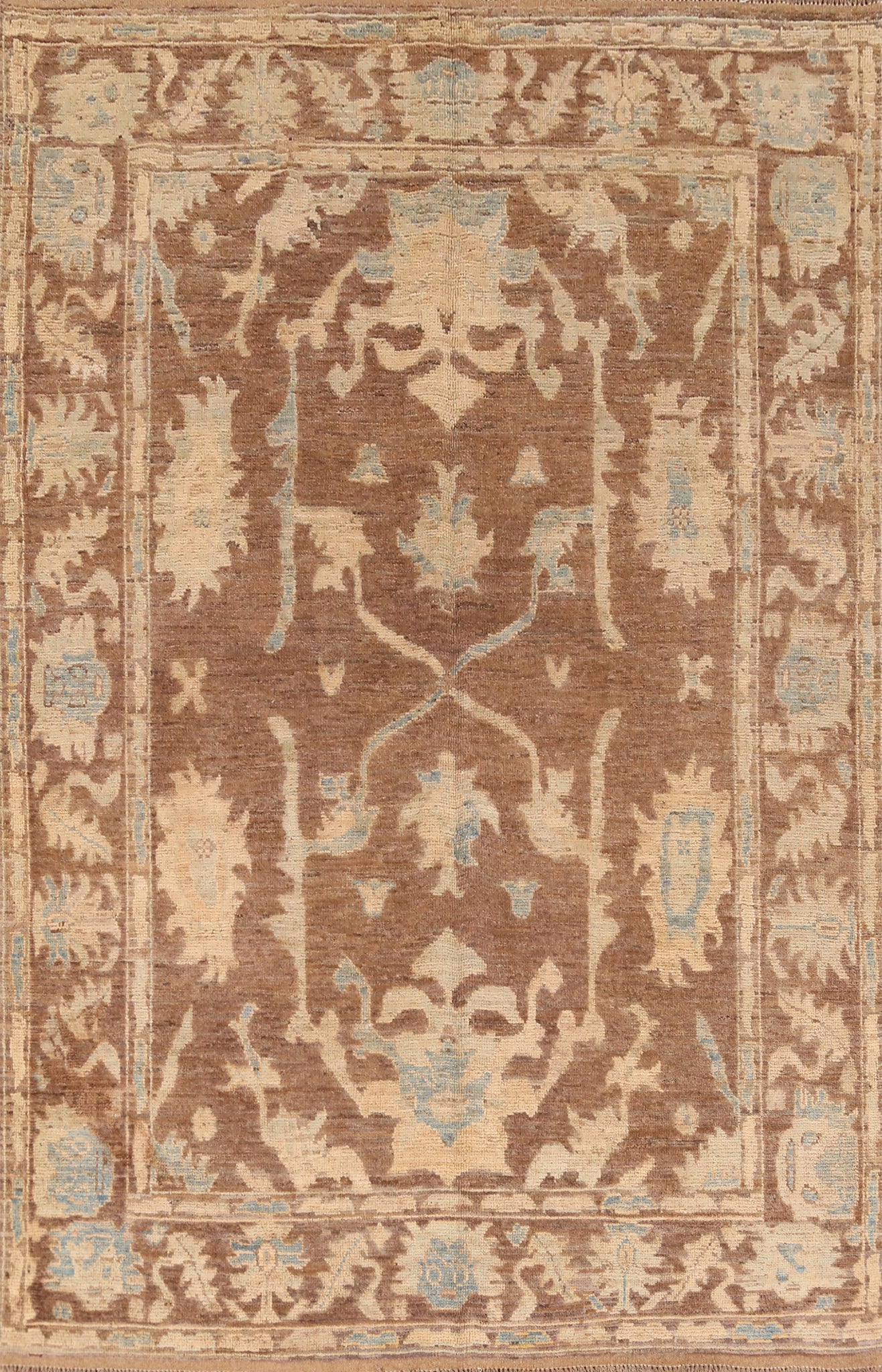 Vegetable Dye Brown Oushak Turkish Area Rug 7x9