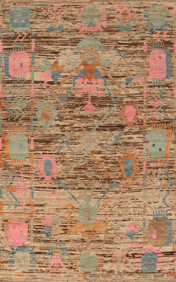 Vegetable Dye Oushak Turkish Area Rug 5x9