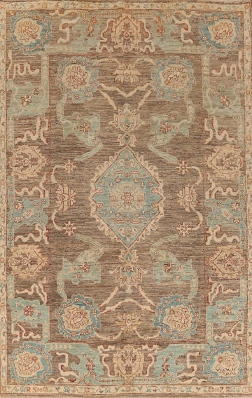 Vegetable Dye Brown Oushak Turkish Area Rug 7x10