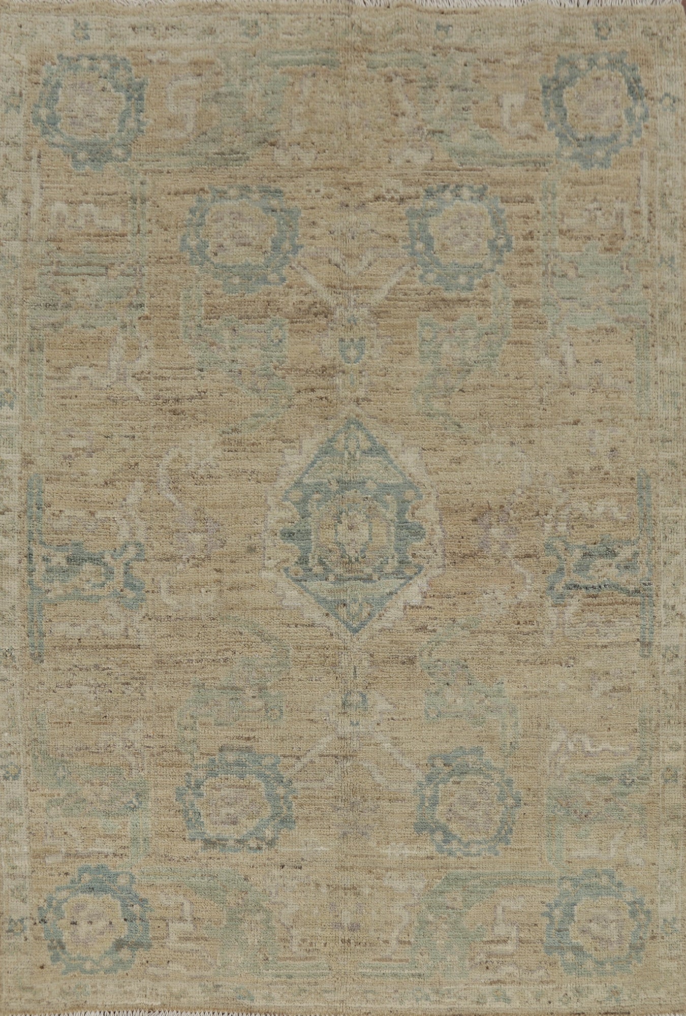 Earth Tone Wool Oushak Vegetable Dye Rug 4x6