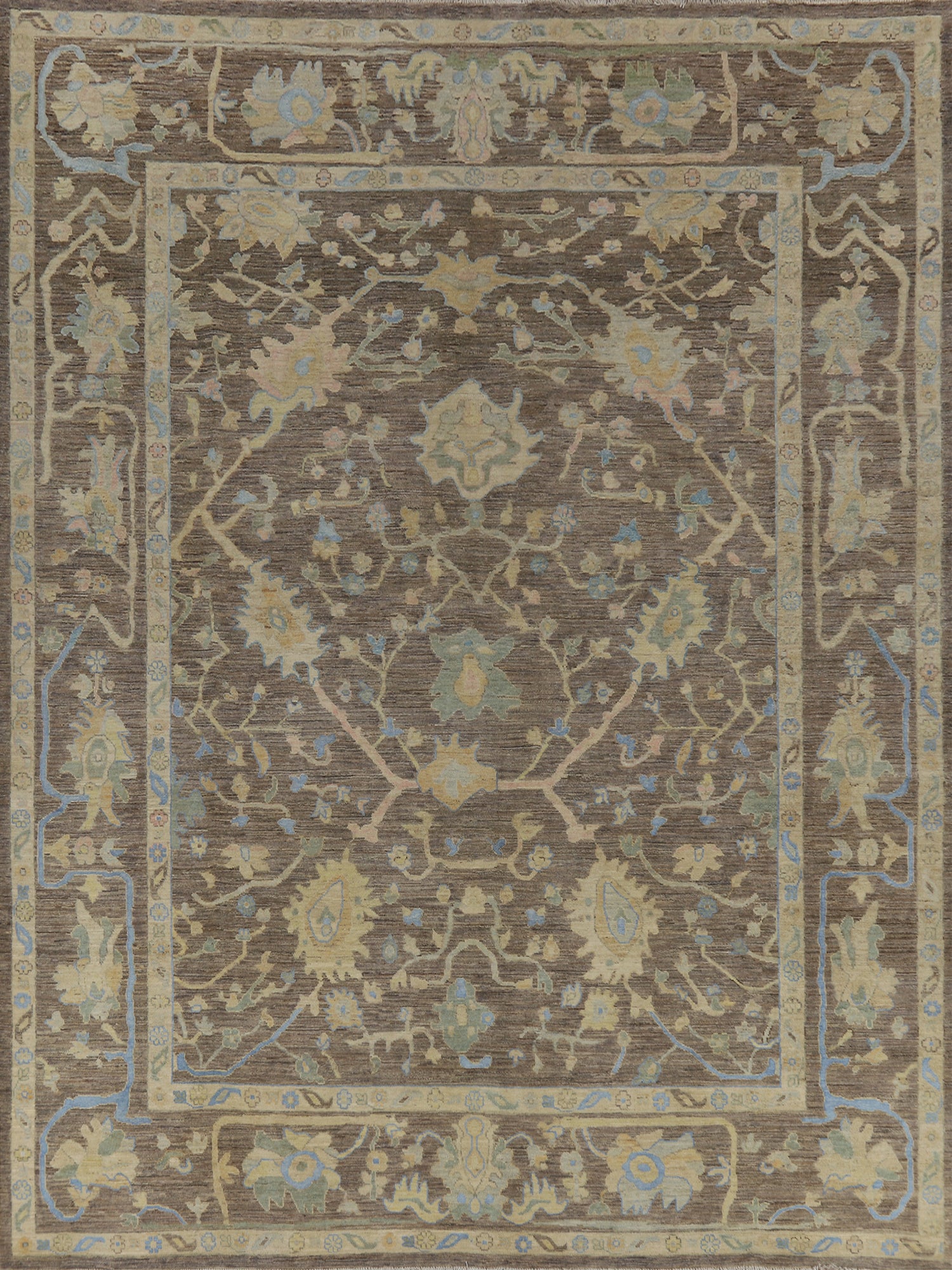 All-Over Floral Oushak Vegetable Dye Area Rug 9x12