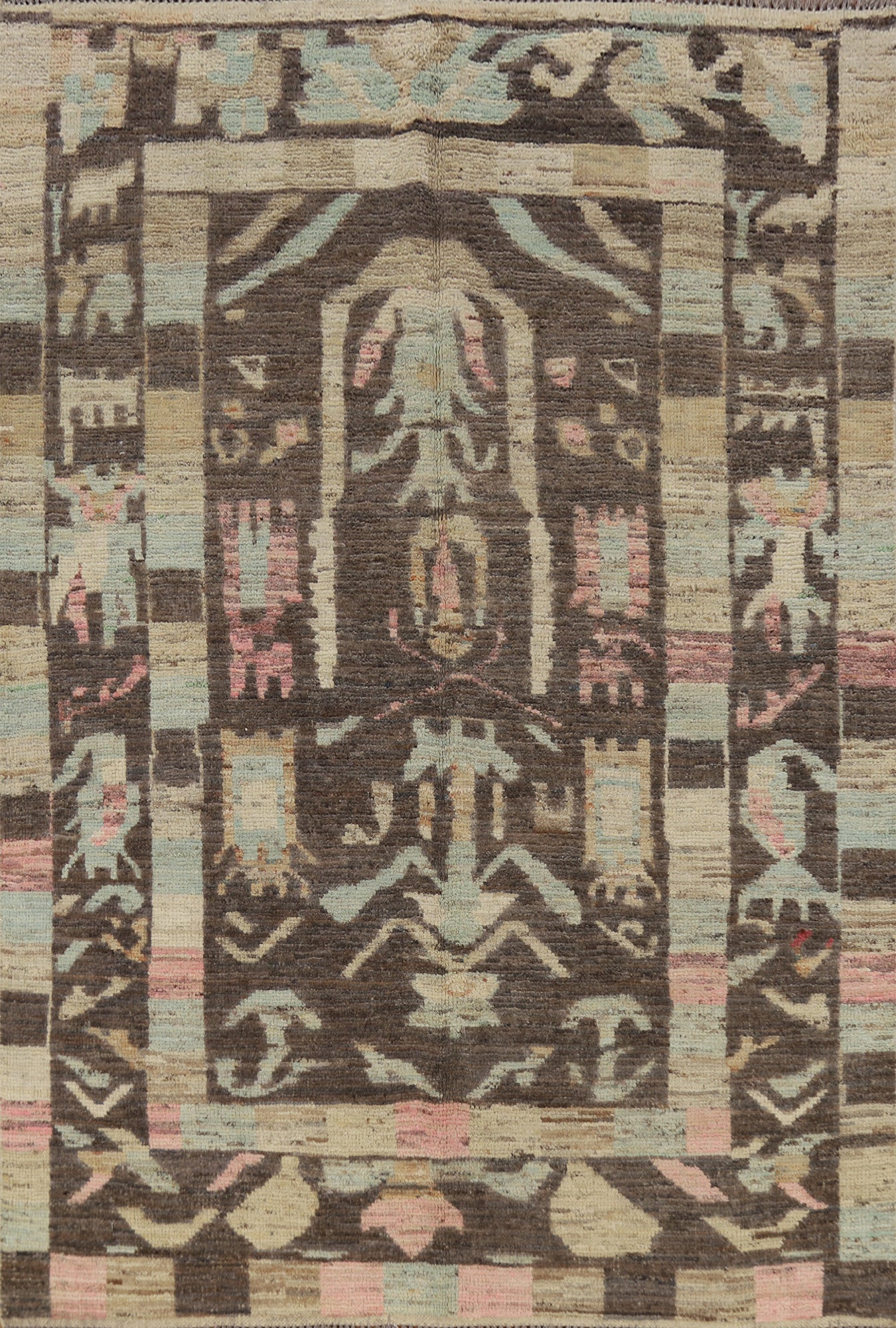 Vegetable Dye Brown Oushak Turkish Area Rug 6x8