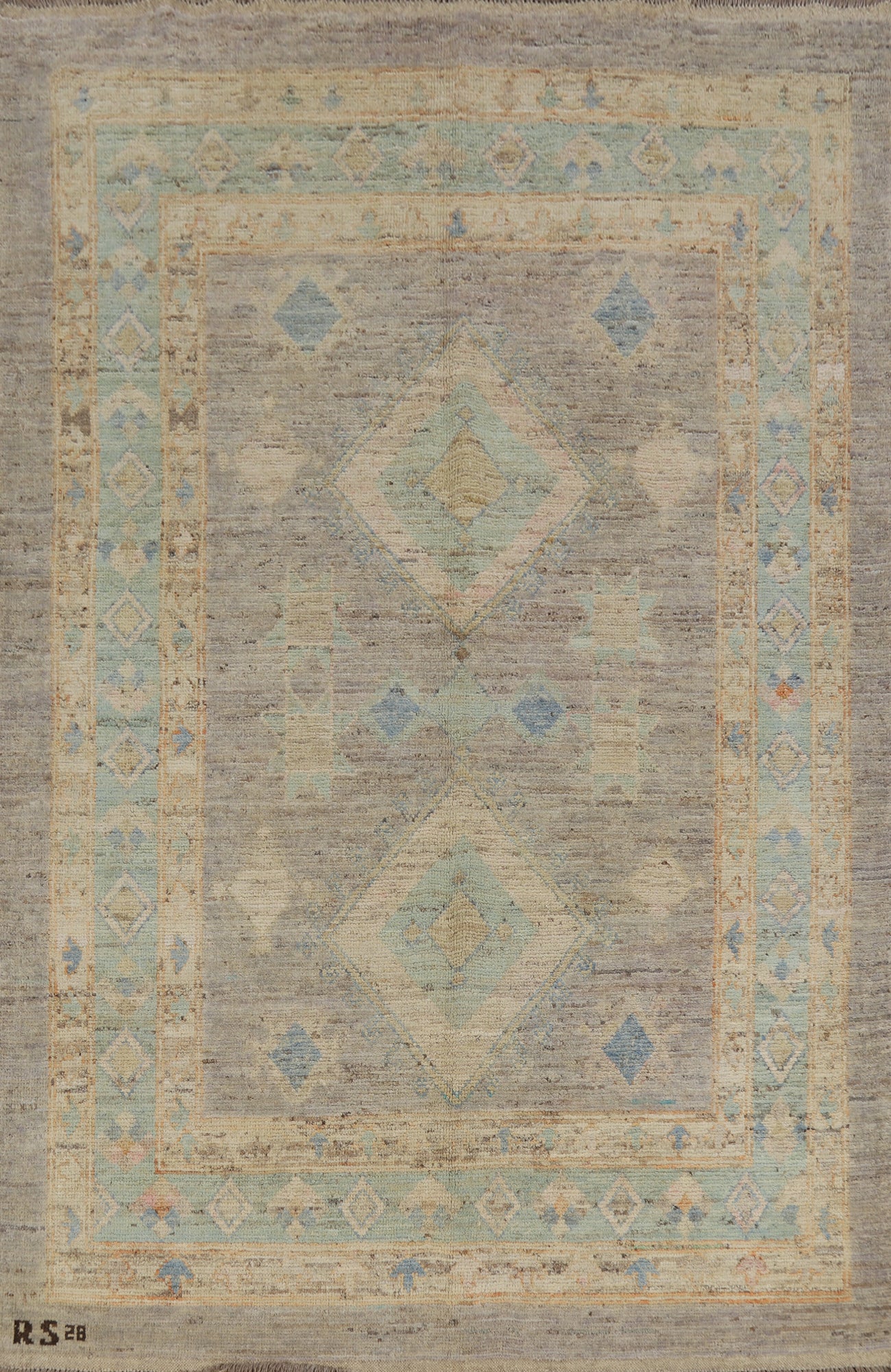 Vegetable Dye Gray Oushak Turkish Area Rug 6x8