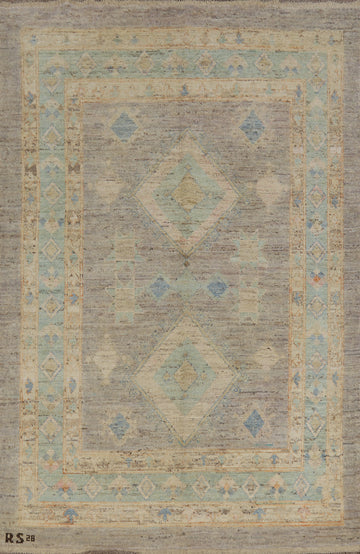 Vegetable Dye Gray Oushak Turkish Area Rug 6x8