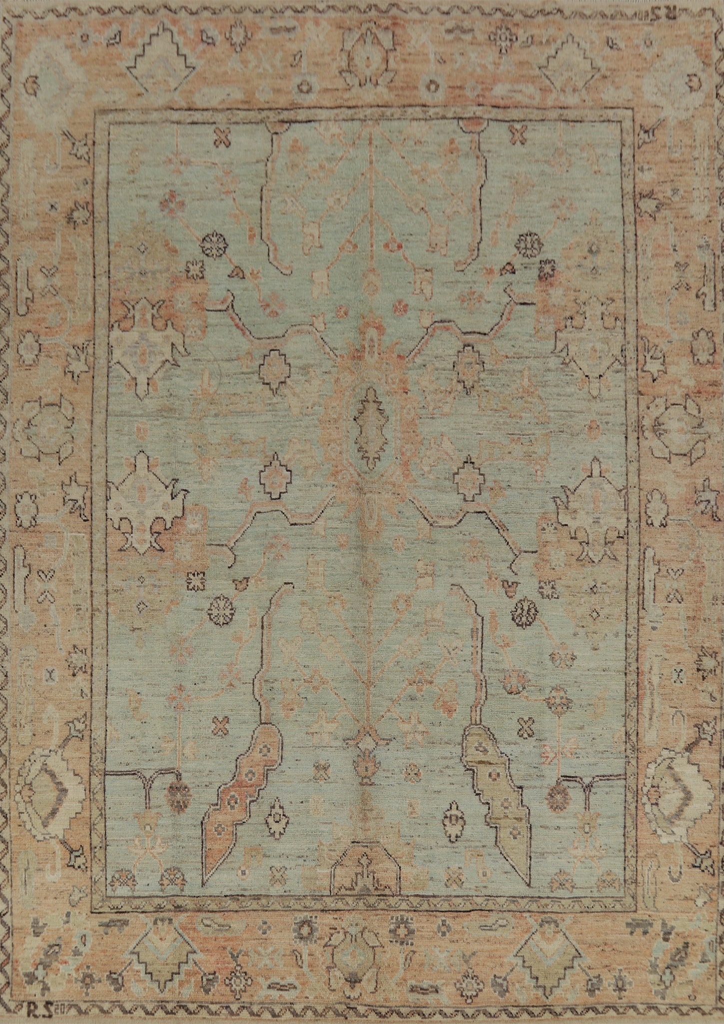 Vegetable Dye Oushak Turkish Area Rug 8x10