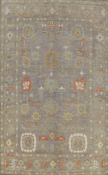 Vegetable Dye Gray Oushak Turkish Area Rug 6x11