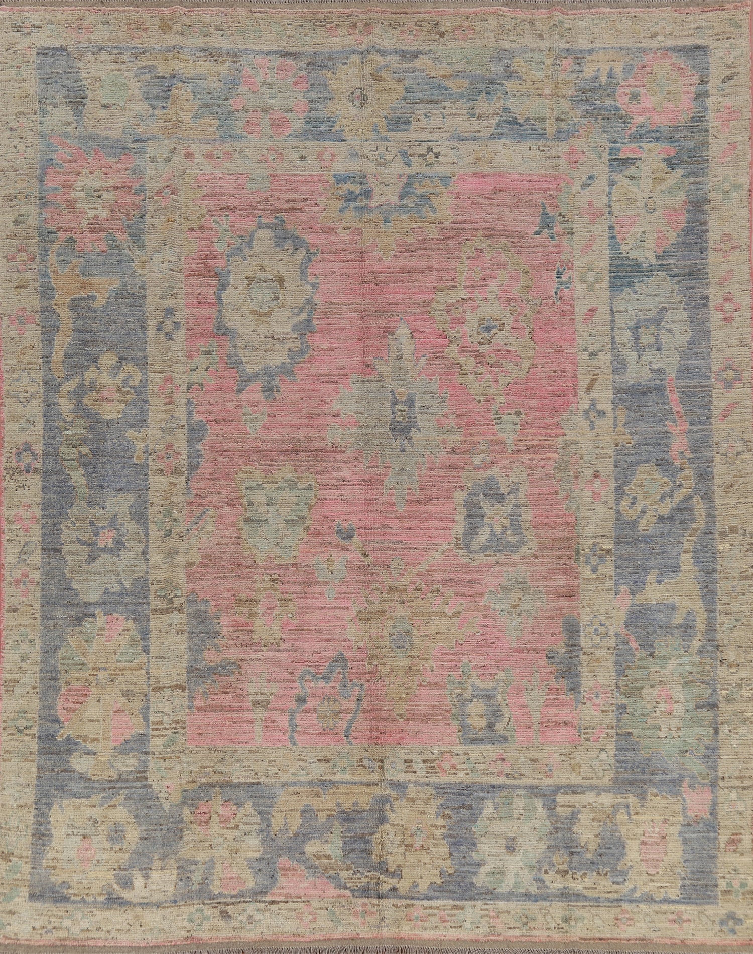 Vegetable Dye Pink Oushak Turkish Area Rug 8x10