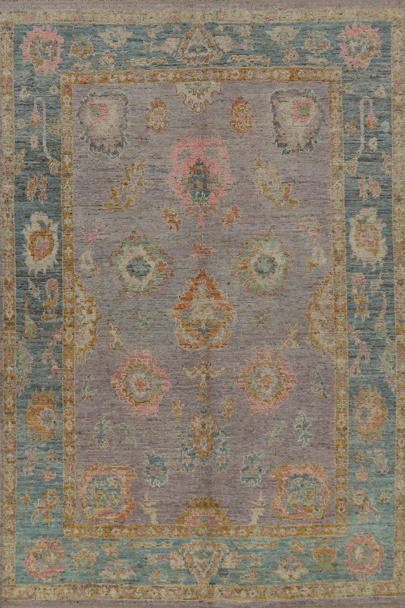 Vegetable Dye Purple Oushak Turkish Area Rug 7x10