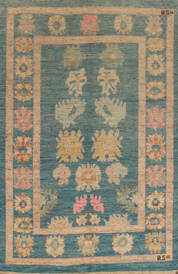 Handmade Blue Oushak Vegetable Dye Area Rug 7x10