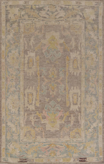 Earth Tone Wool Oushak Turkish Area Rug 6x10