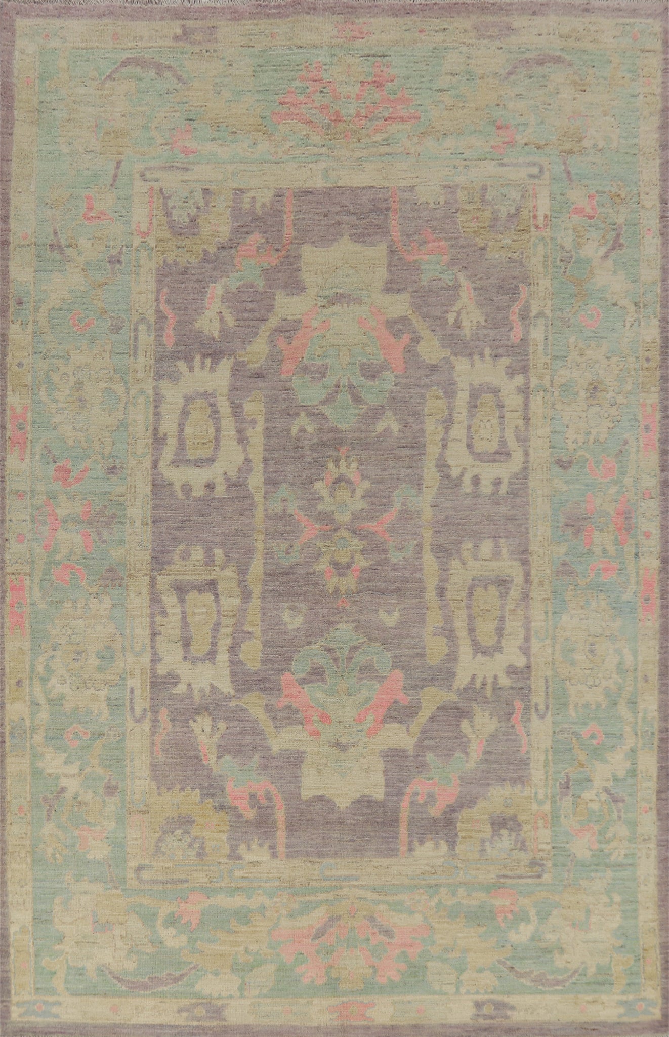 Vegetable Dye Purple Oushak Turkish Area Rug 7x10