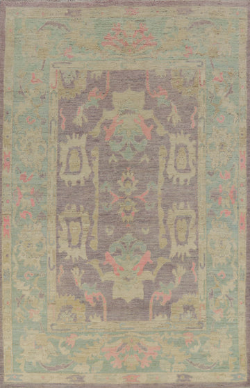 Vegetable Dye Purple Oushak Turkish Area Rug 7x10