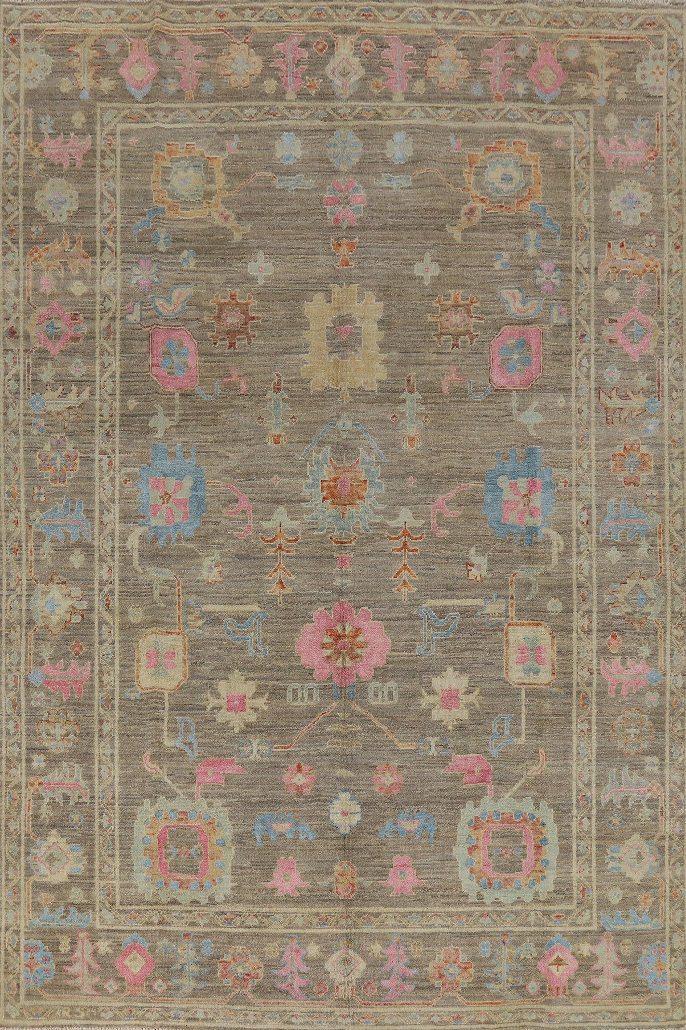 Vegetable Dye Oushak Turkish Area Rug 7x10