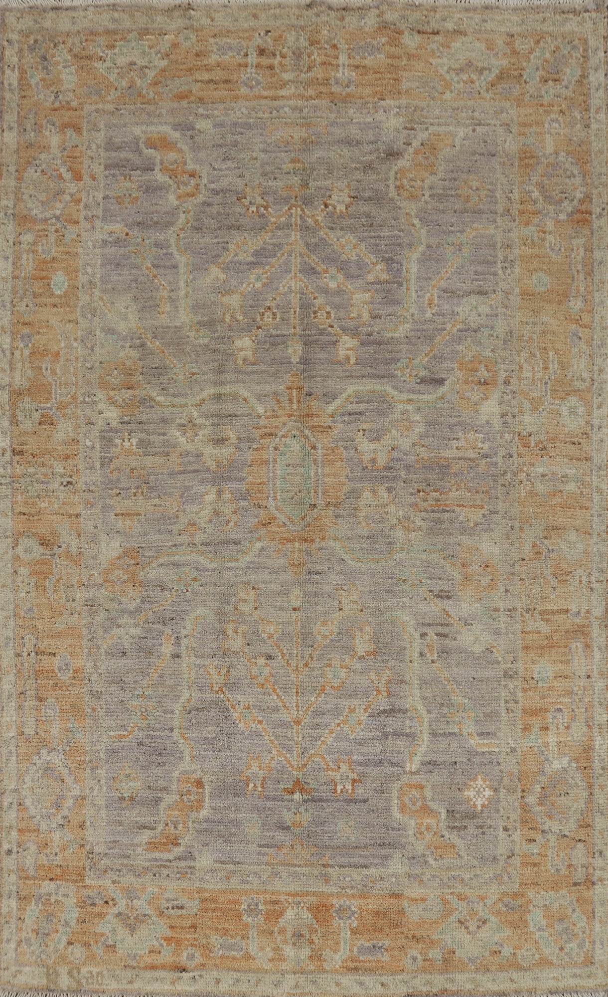 Vegetable Dye Gray Oushak Turkish Rug 4x6