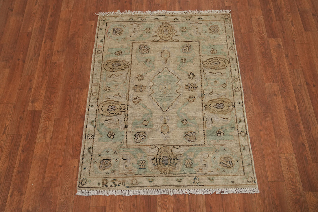 Vegetable Dye Oushak Turkish Rug 3x4