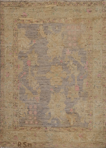 Vegetable Dye Oushak Turkish Foyer Rug 3x4