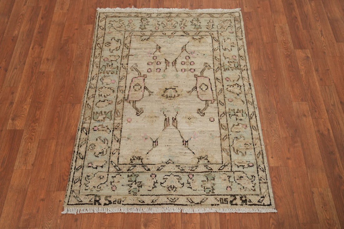 Earth Tone Wool Oushak Vegetable Dye Rug 3x4