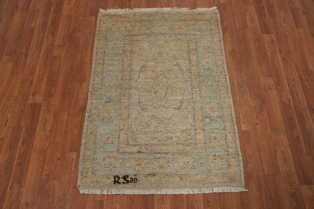 Vegetable Dye Oushak Turkish Foyer Rug 3x4