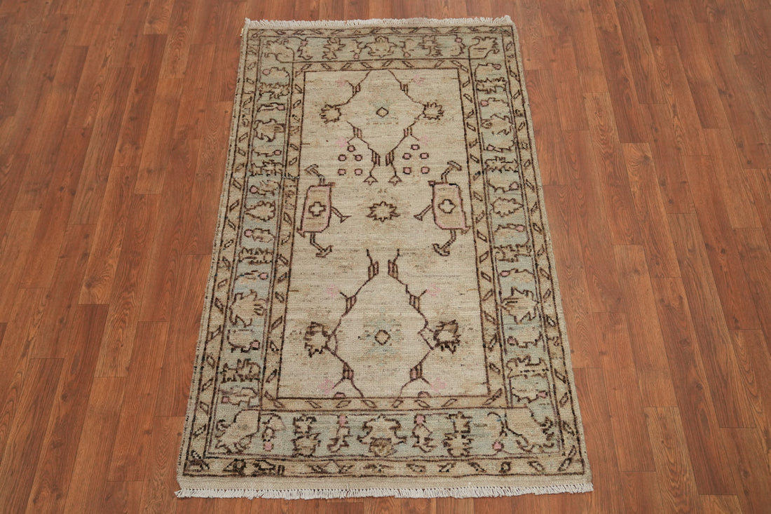 Earth Tone Wool Oushak Vegetable Dye Rug 3x5