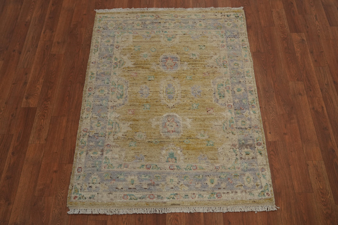 Vegetable Dye Wool Oushak Turkish Rug 3x4