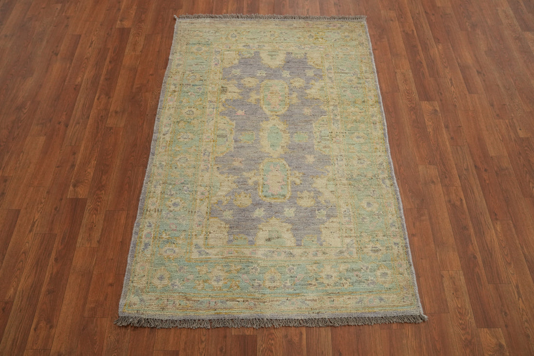Vegetable Dye Wool Oushak Turkish Rug 3x5