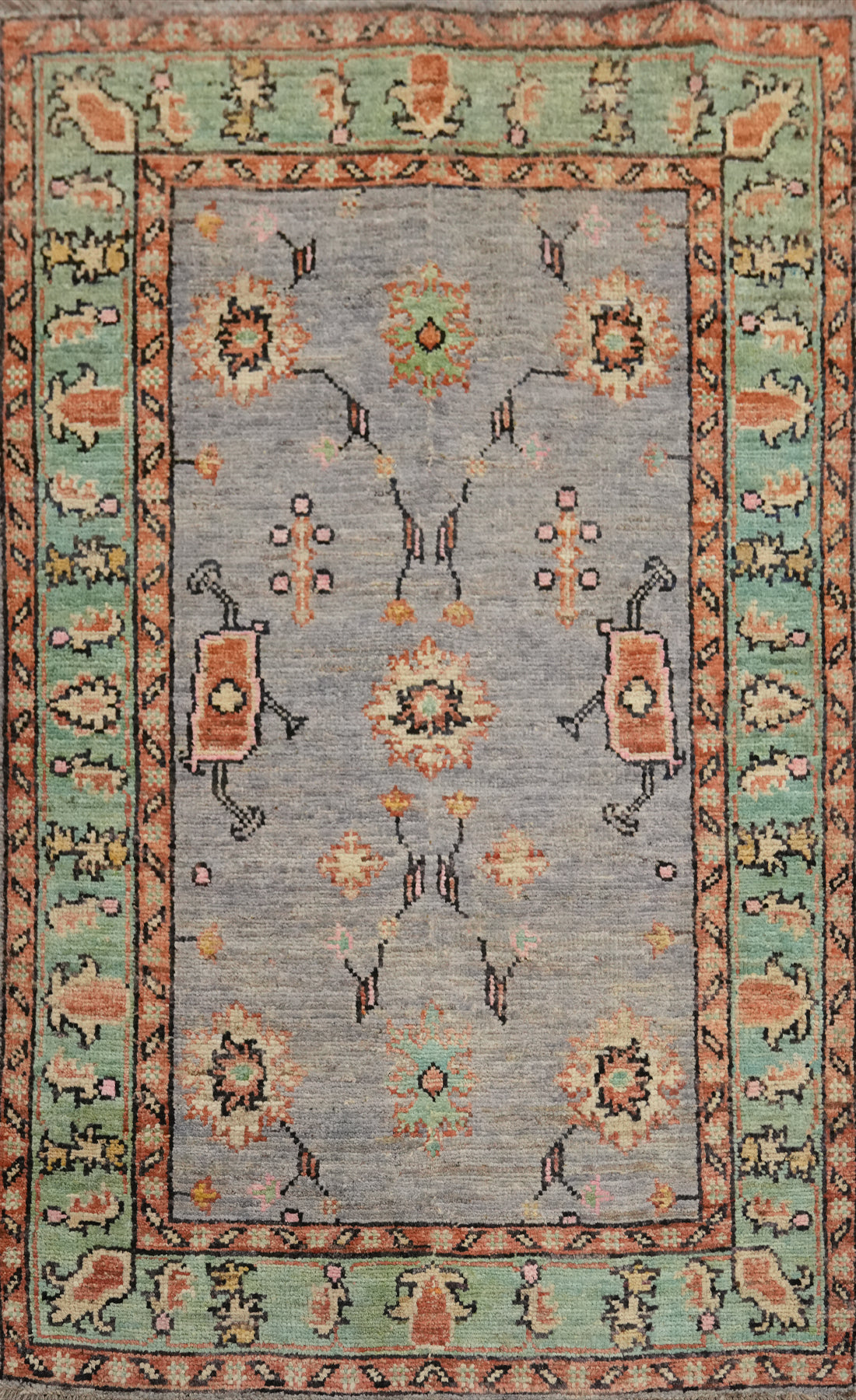 Vegetable Dye Wool Oushak Turkish Rug 3x5