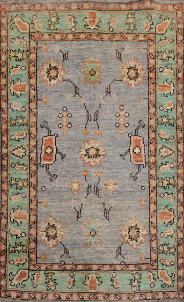 Vegetable Dye Wool Oushak Turkish Rug 3x5