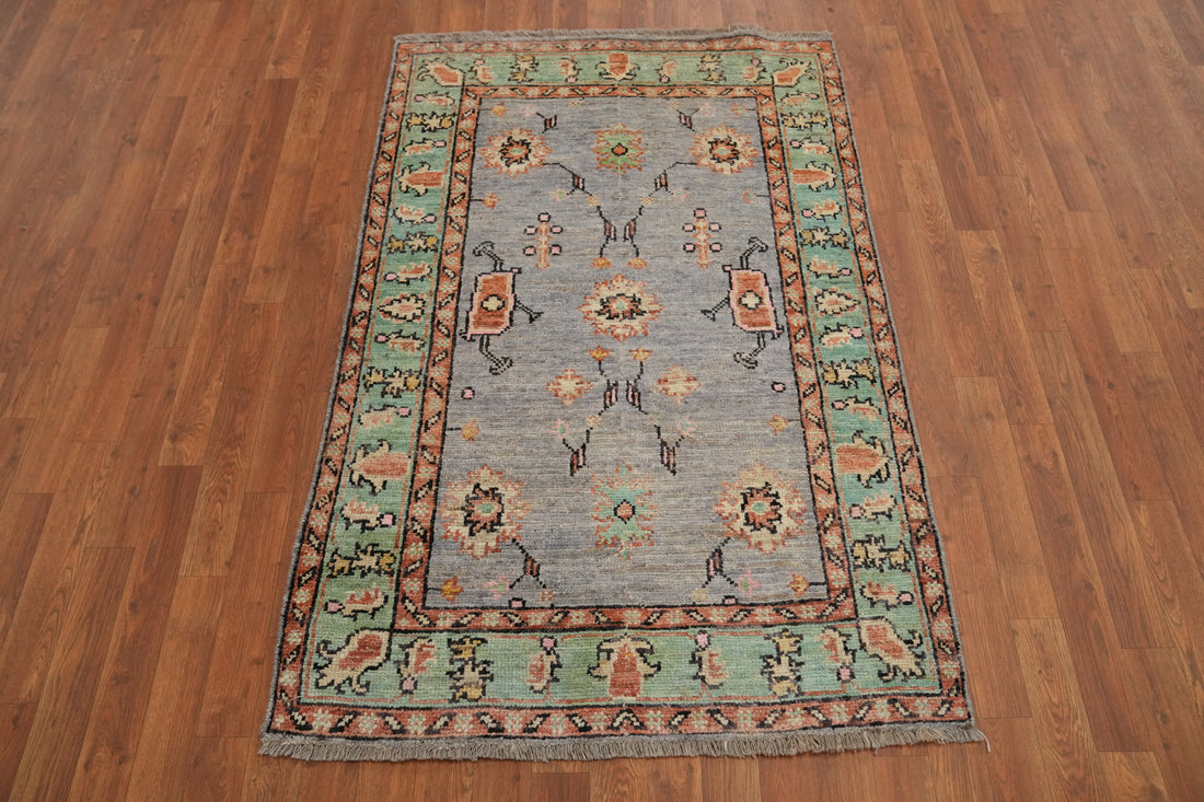 Vegetable Dye Wool Oushak Turkish Rug 3x5