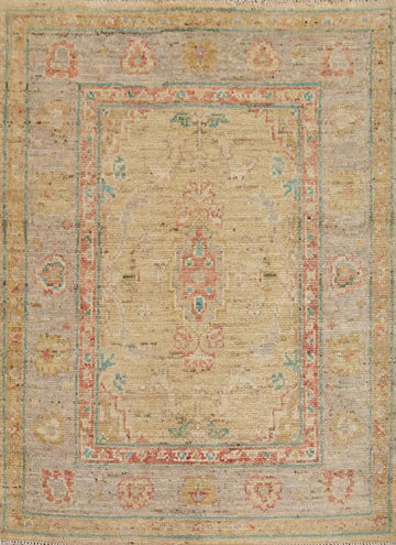 Vegetable Dye Oushak Turkish Accent Rug 3x4
