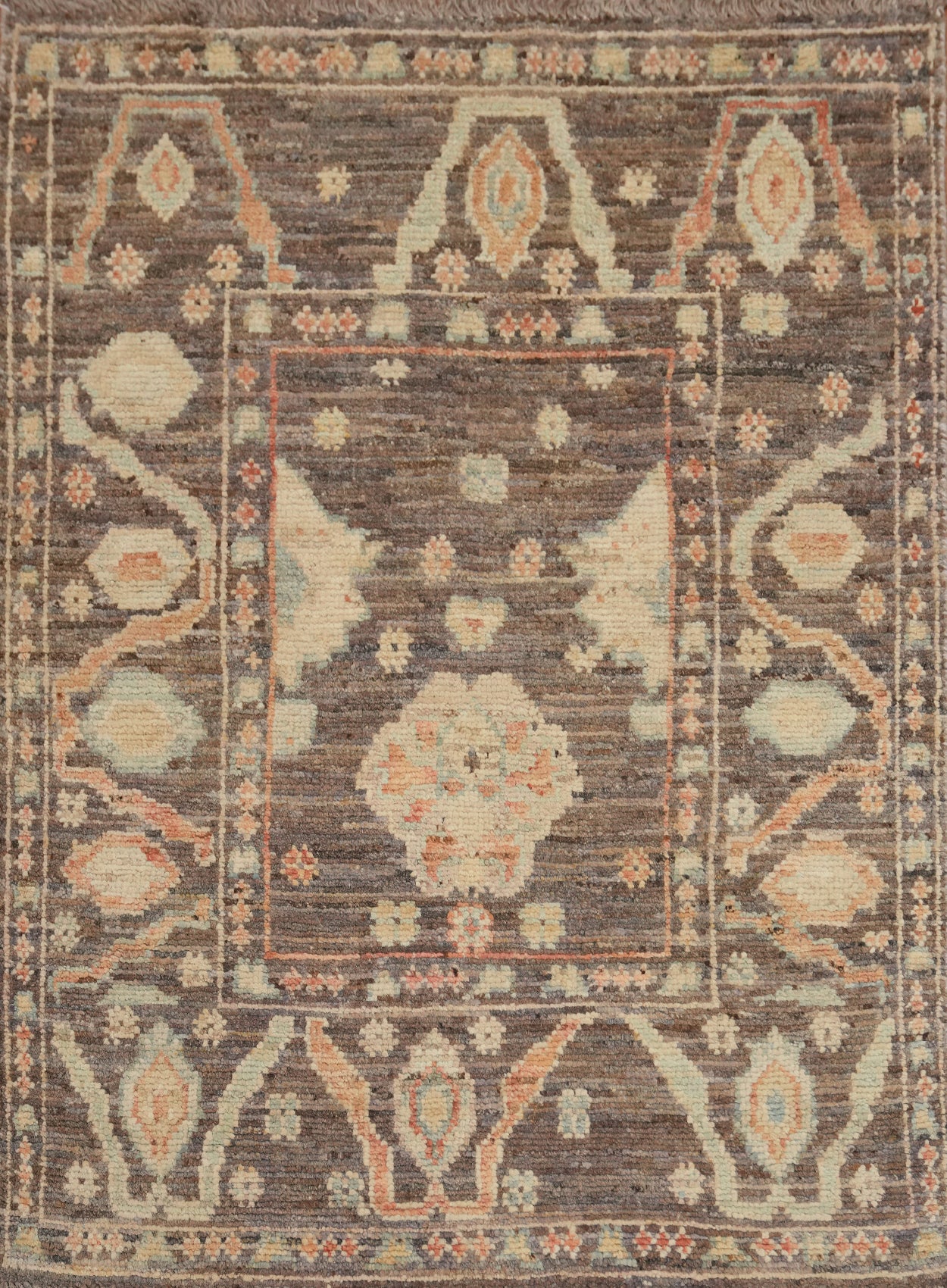 Brown/ Gray Wool Oushak Vegetable Dye Rug 3x4