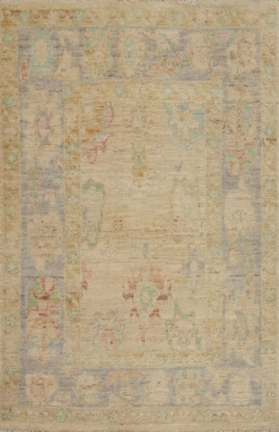 Earth Tone Wool Oushak Vegetable Dye Rug 3x4