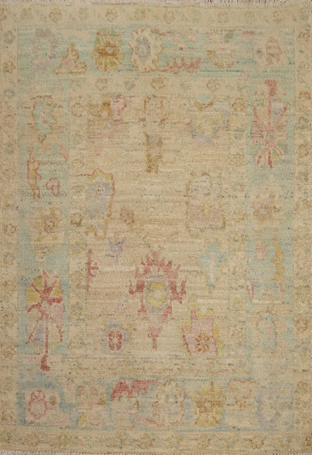Vegetable Dye Oushak Turkish Accent Rug 3x4