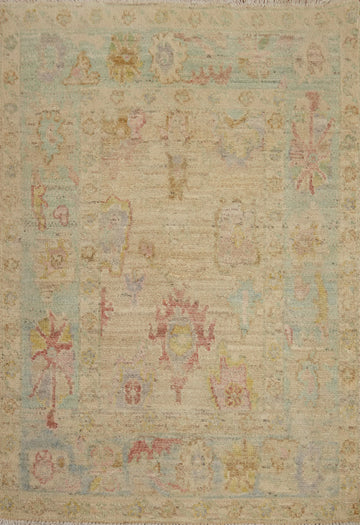 Vegetable Dye Oushak Turkish Accent Rug 3x4