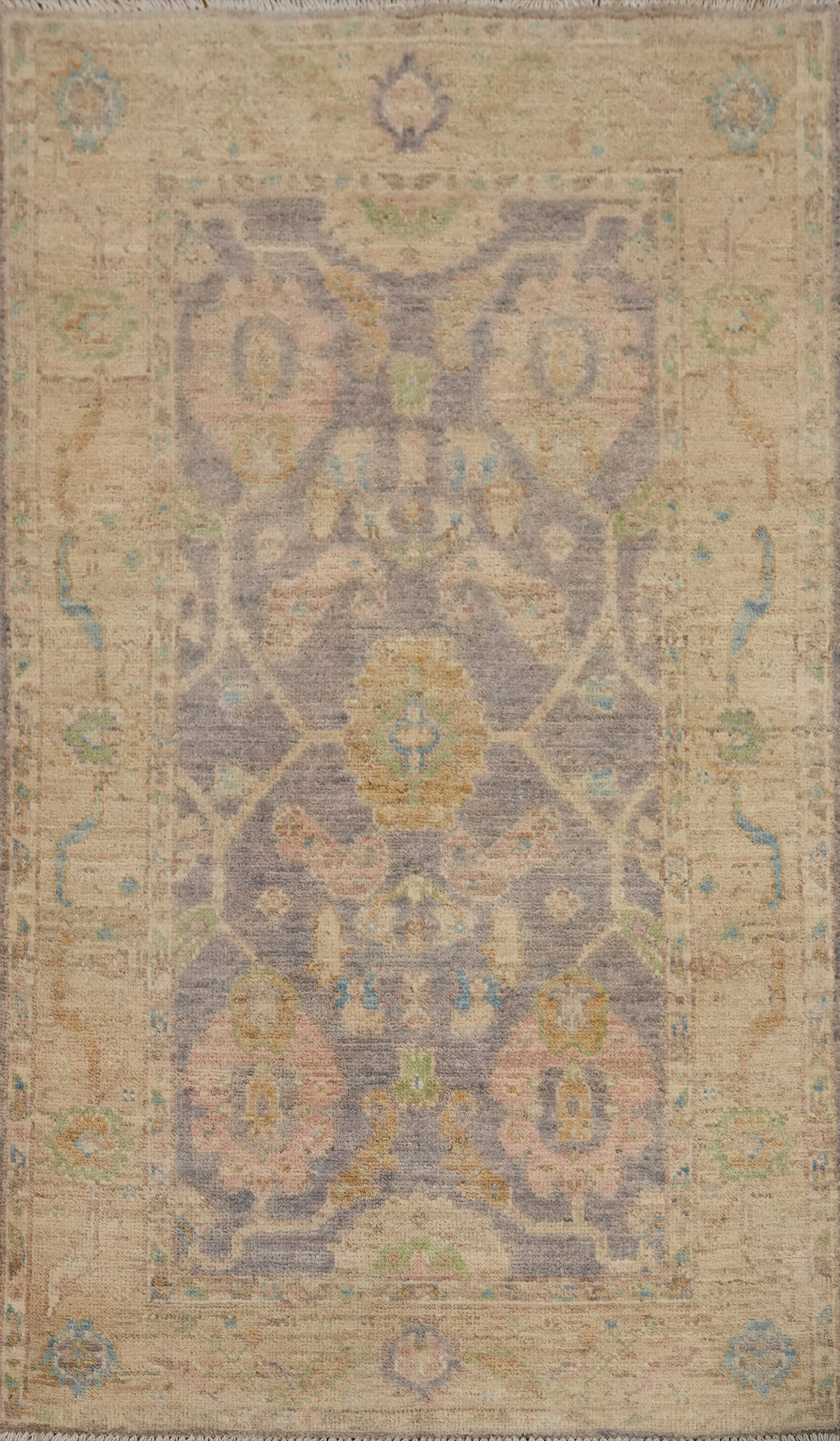 Vegetable Dye Wool Oushak Turkish Rug 3x5