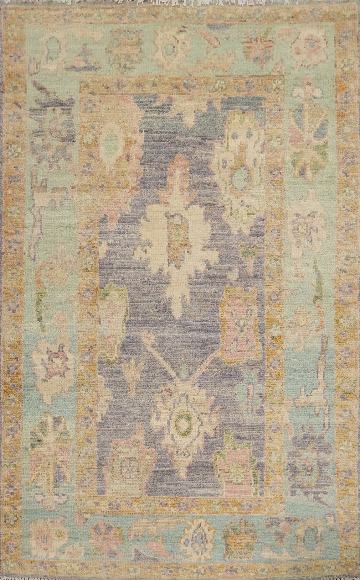 Vegetable Dye Wool Oushak Turkish Rug 3x5
