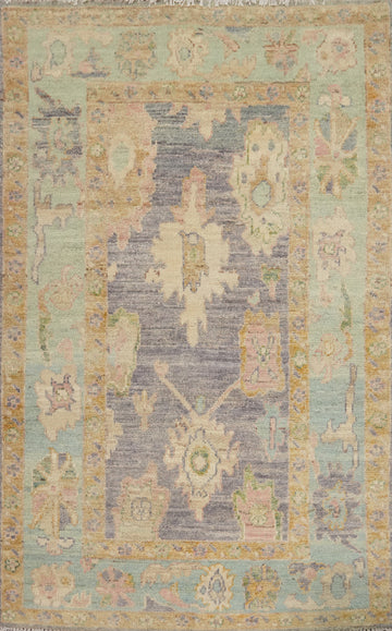 Vegetable Dye Wool Oushak Turkish Rug 3x5
