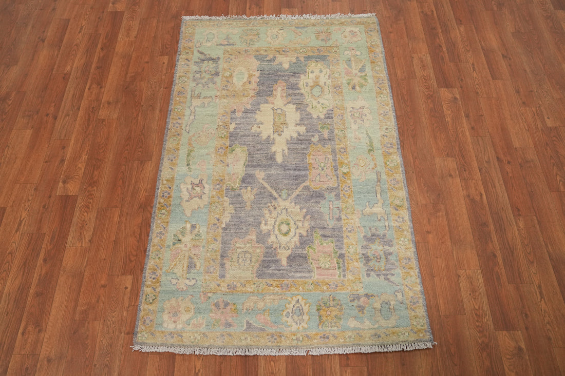 Vegetable Dye Wool Oushak Turkish Rug 3x5