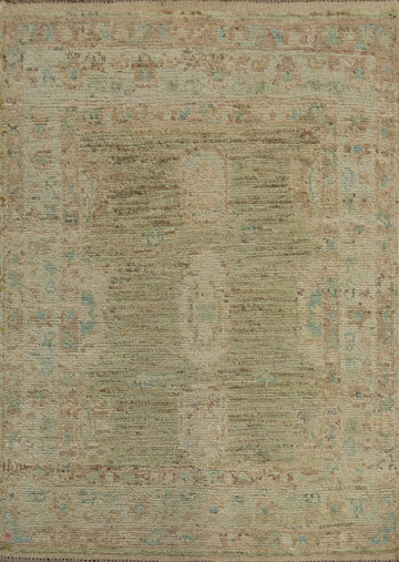 Vegetable Dye Green Oushak Turkish Rug 3x4