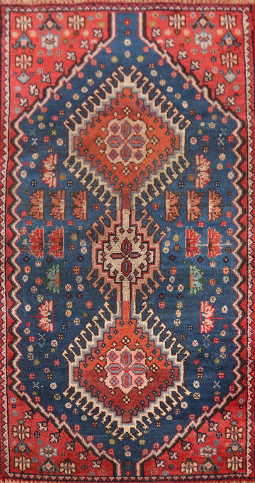 Geometric Blue Yalameh Persian Rug 2x3