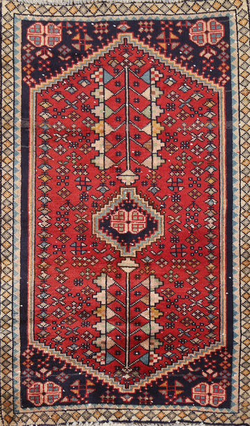 Vintage Geometric Abadeh Persian Rug 2x3